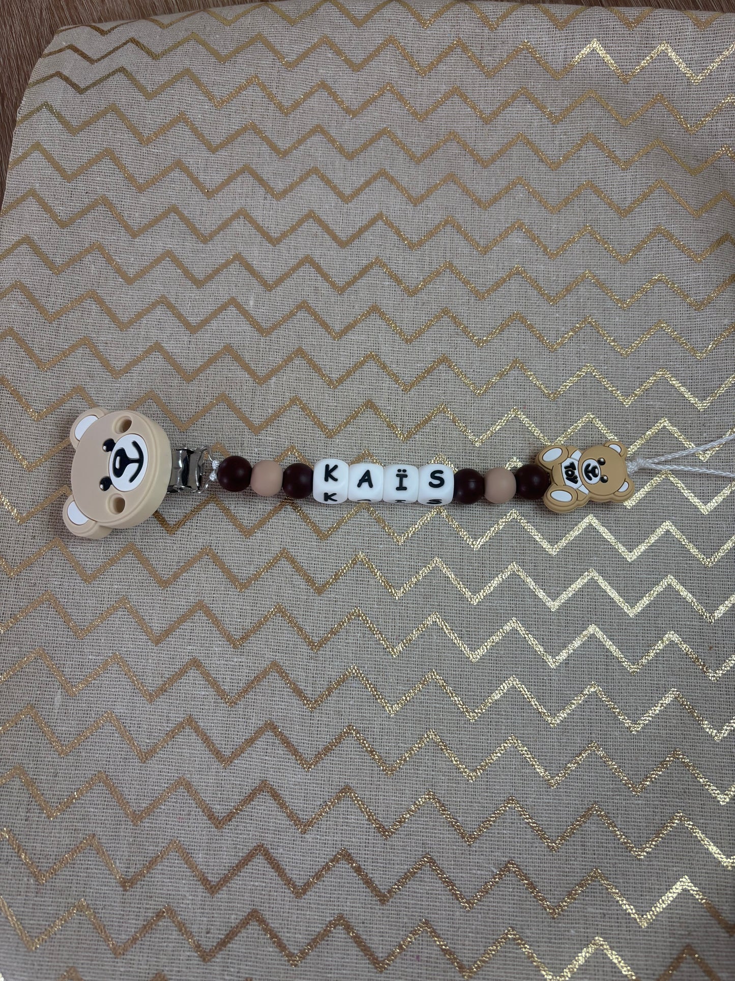 Attache tétine ourson BEIGE