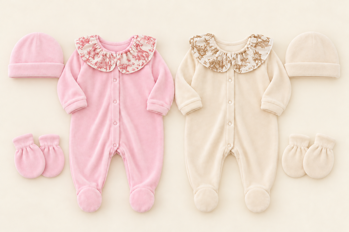 Ensemble pyjama savane avec froufrou velours