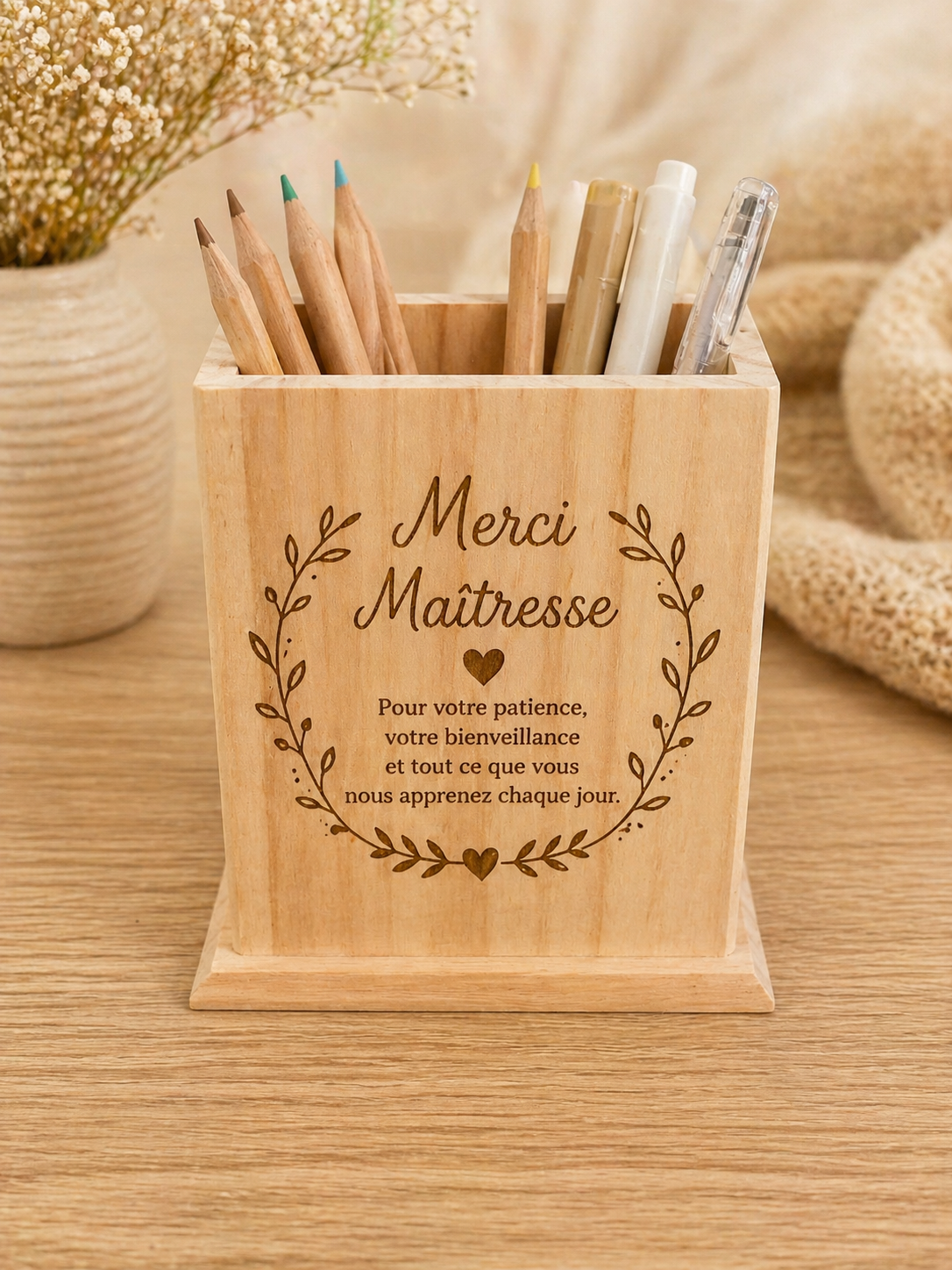 Pot crayons en bois à graver