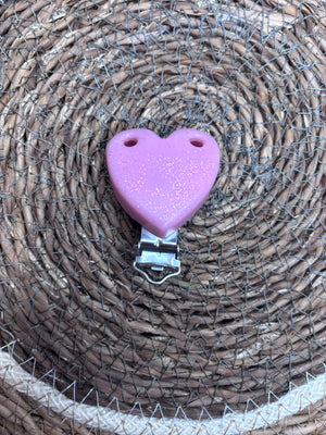 Clip cœur blush pailleté