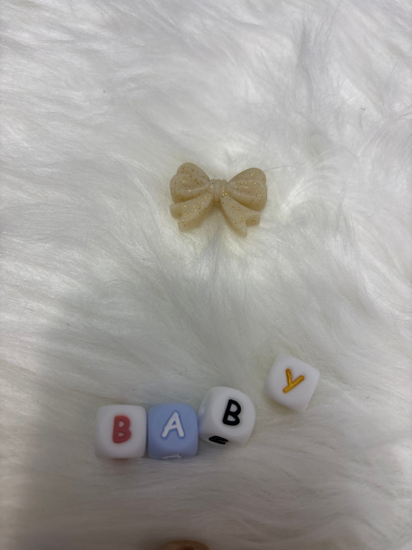 Noeud papillon pailleté beige