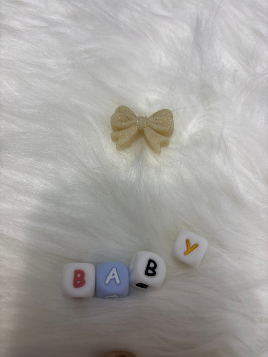 Noeud papillon pailleté beige