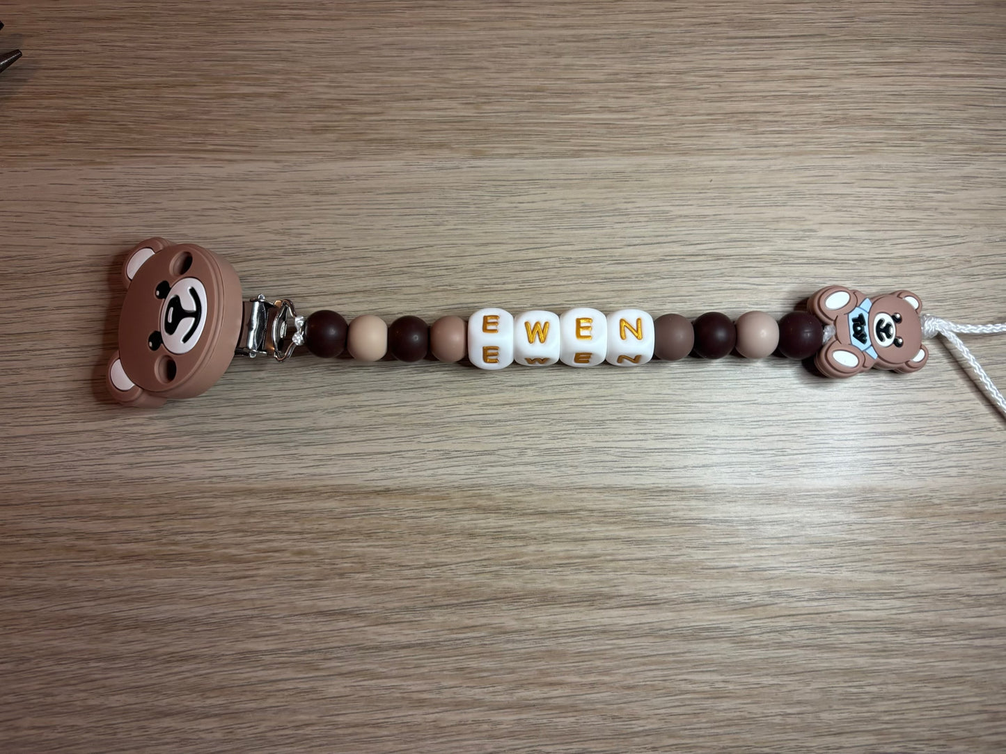 Attache tétine OURSON MARRON