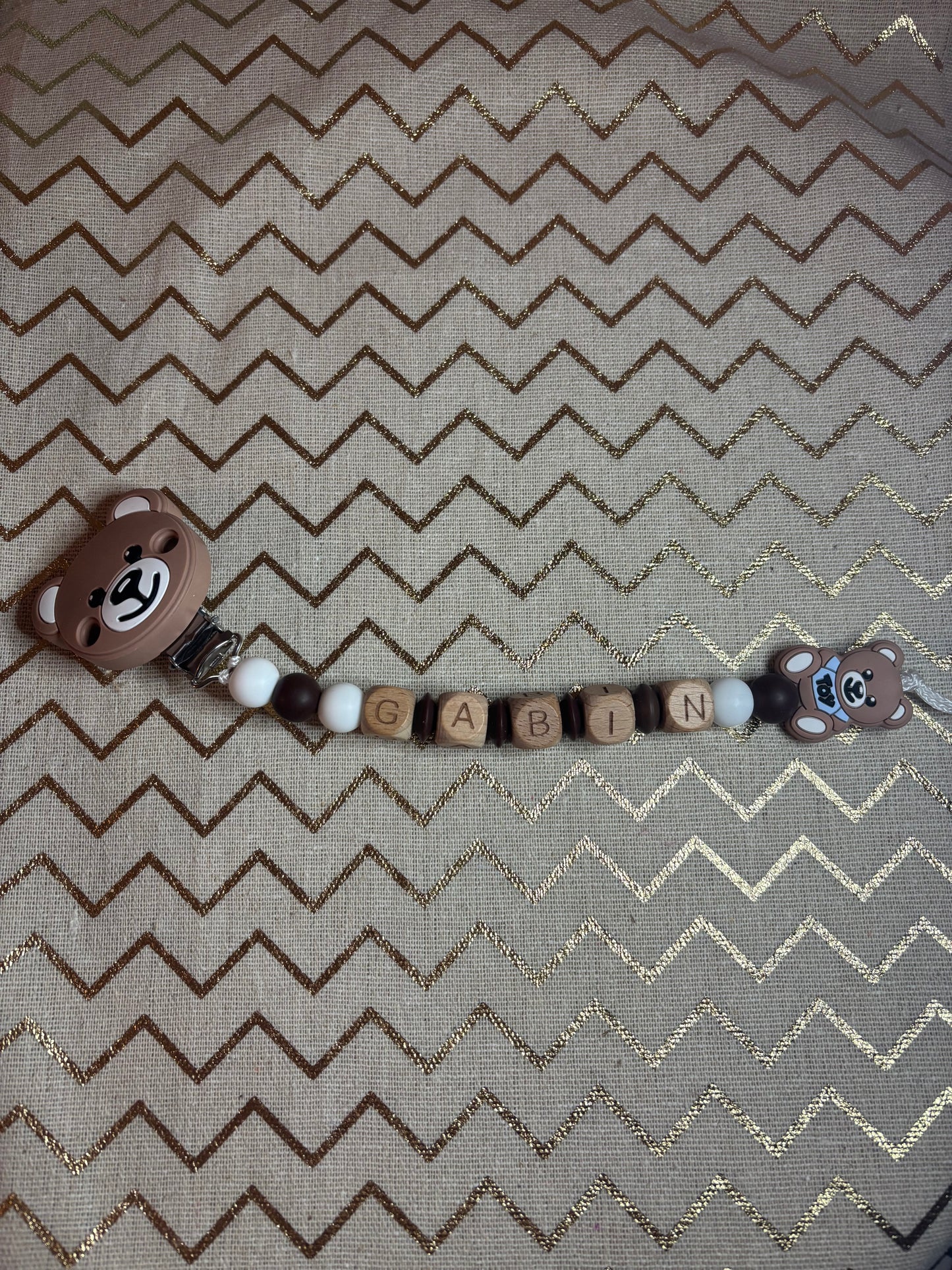 Attache tétine OURSON MARRON