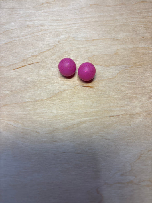Perles rondes 12 mm fushia pailletée