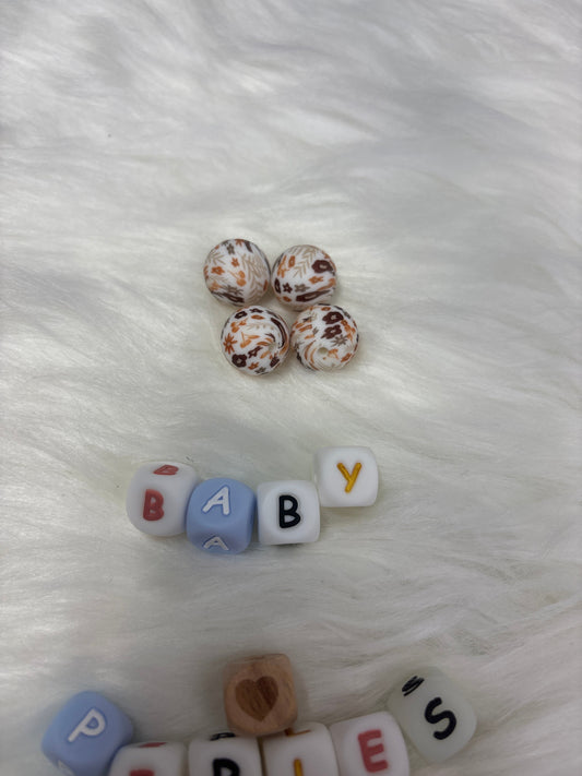 Perles fleuri marron 15 mm modèle 2