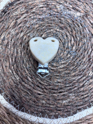 Clip cœur beige pailletée