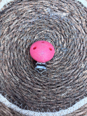 Clip rouge corail pailletée