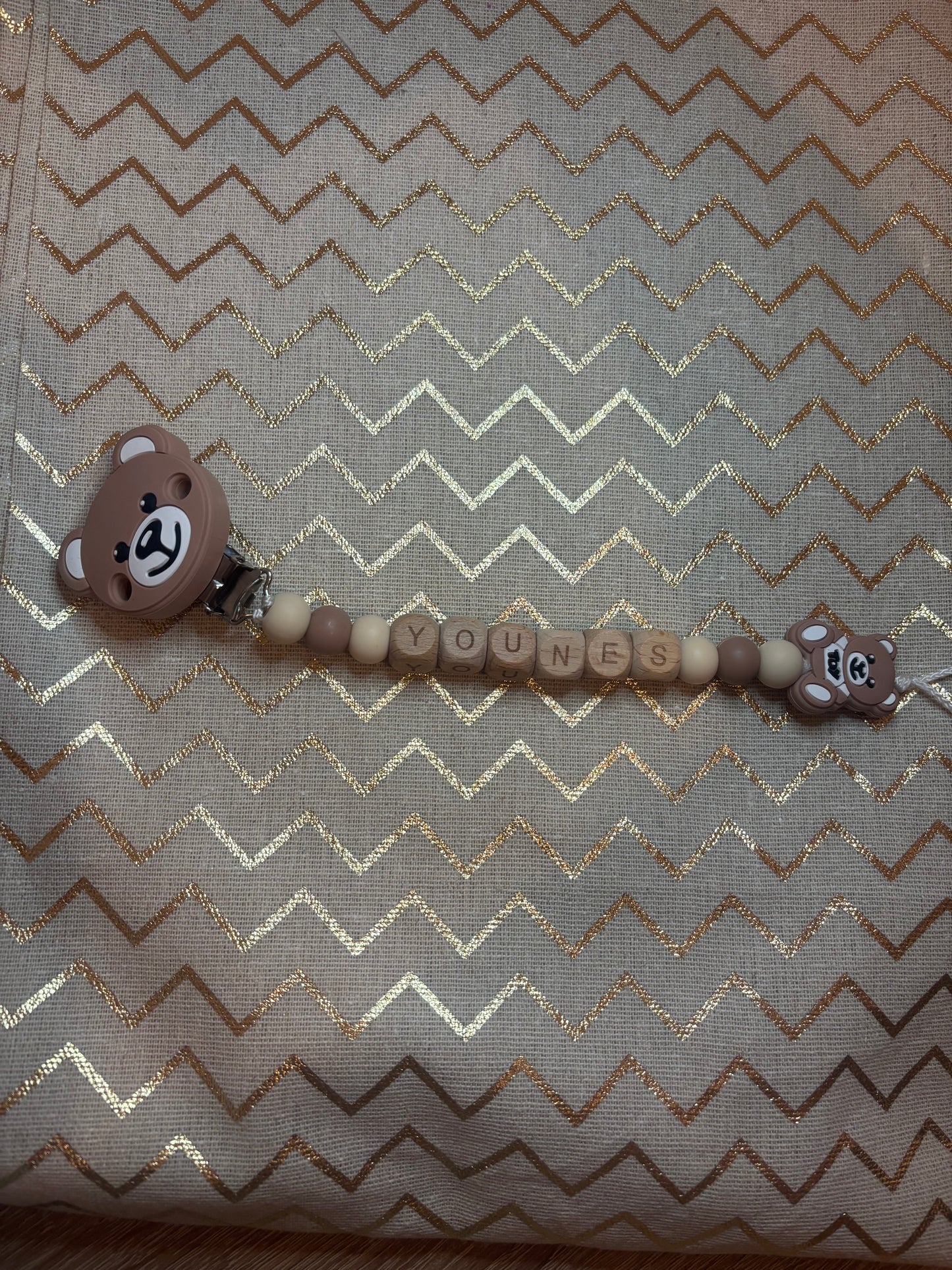 Attache tétine OURSON MARRON