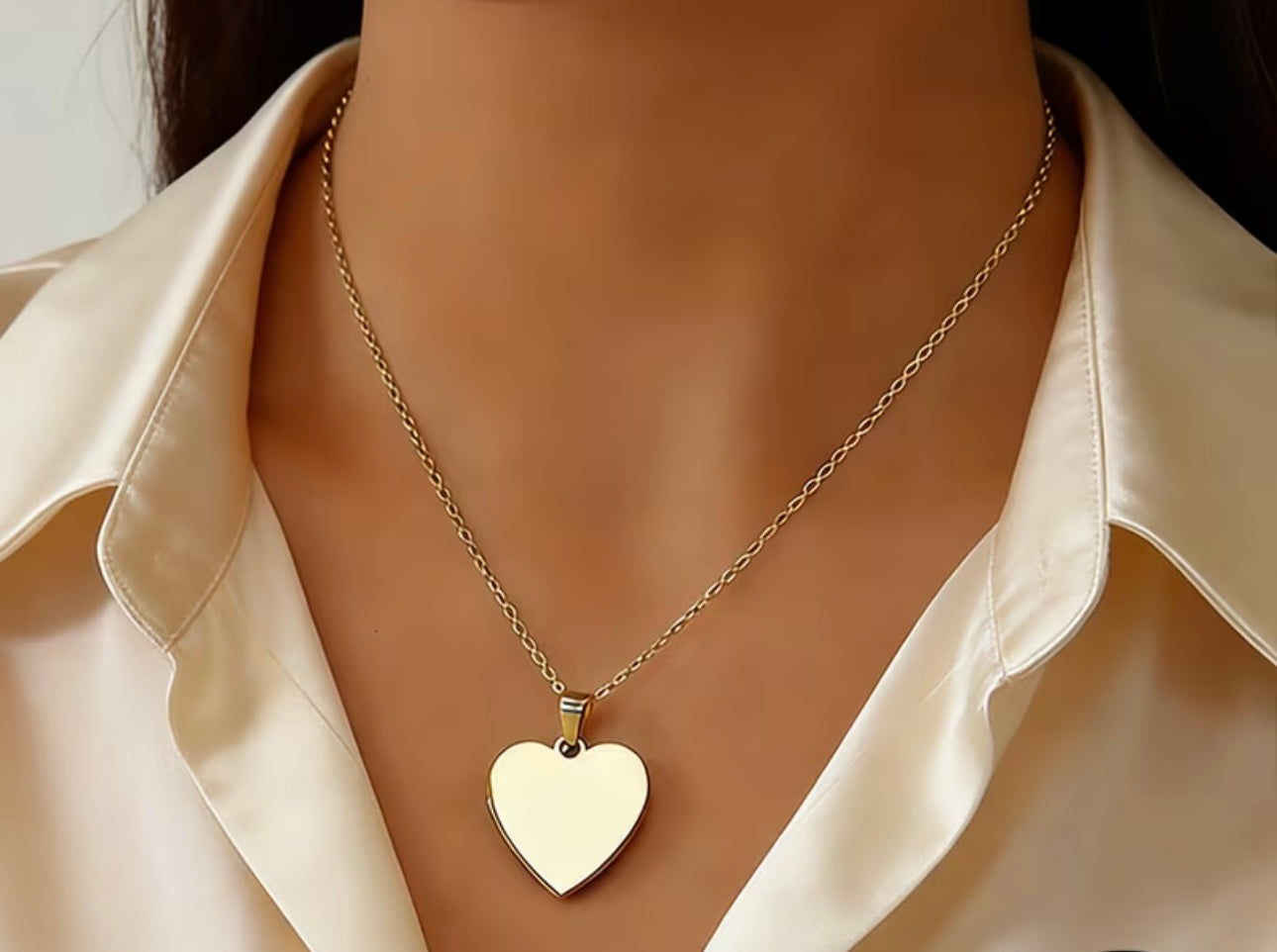 Collier cœur en acier inoxydable
