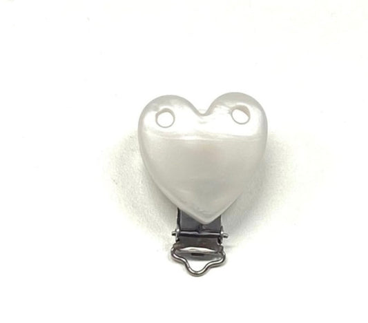 Clip cœur blanc nacré