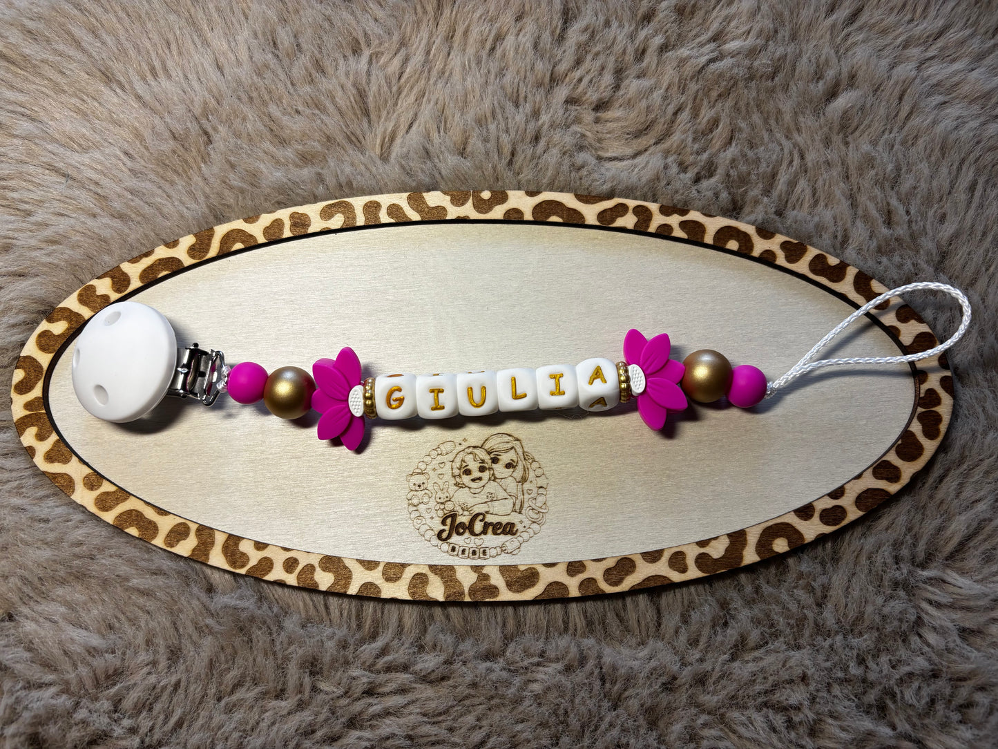 Attache tétine double fleur de lys