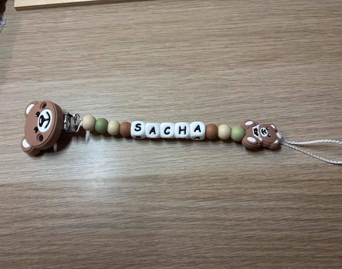 Attache tétine OURSON MARRON