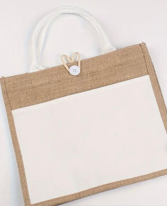 Cabas avec poche devant blanc