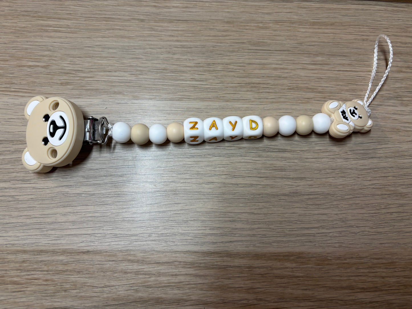 Attache tétine ourson BEIGE