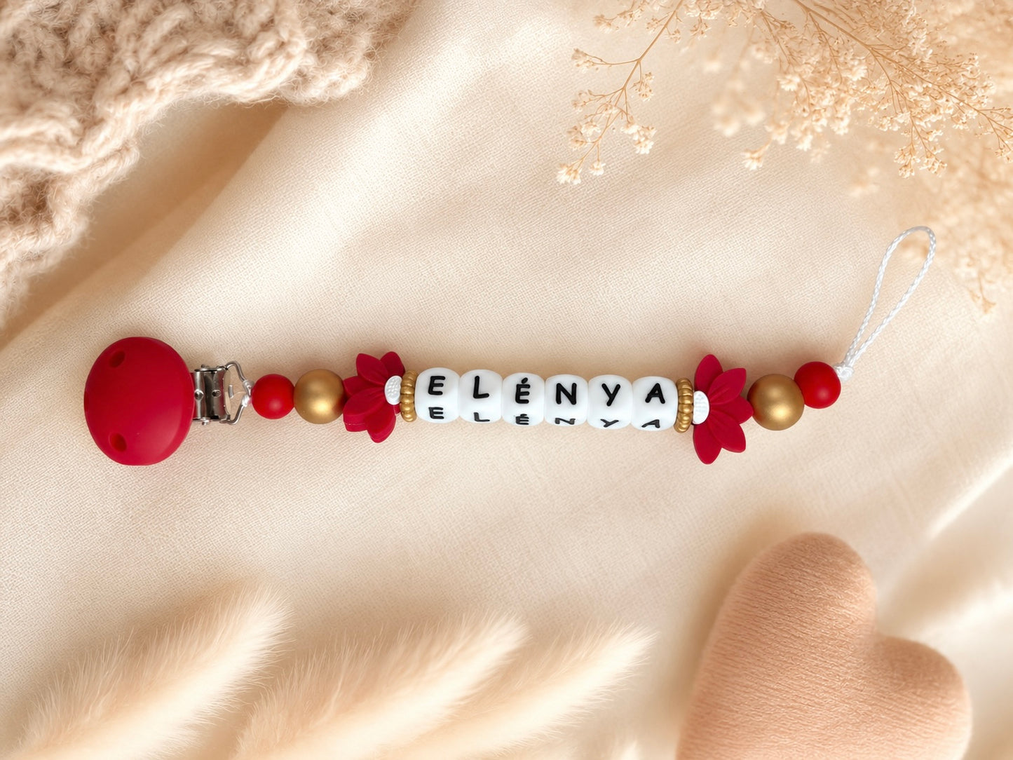 Attache tétine double fleur de lys