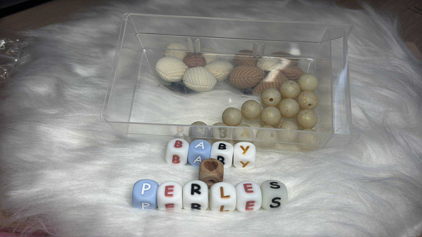 Perle ronde 12 mm beige pailletée