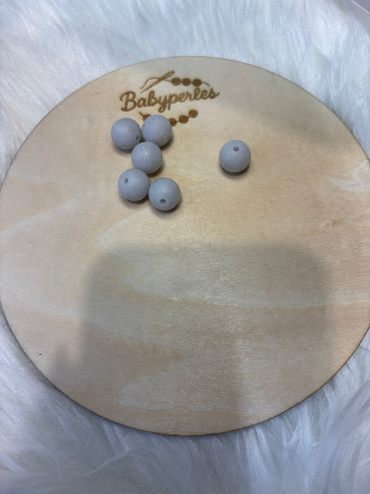 Perle ronde 12mm blanc pailletée