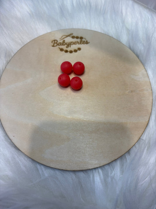 Perles rondes 12mm corail rouge pailletée