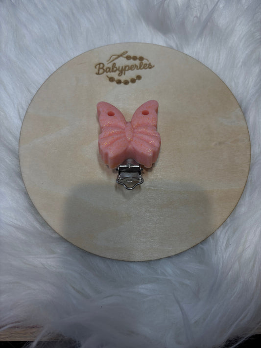 Clip papillon corail