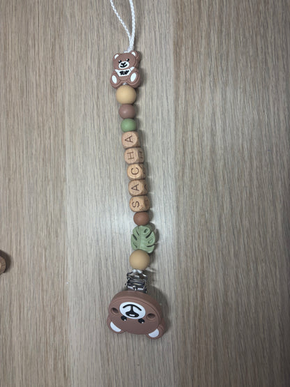 Attache tétine OURSON MARRON