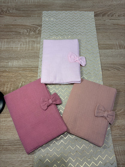 Carnets de santé en gaz de coton avec petit noeud