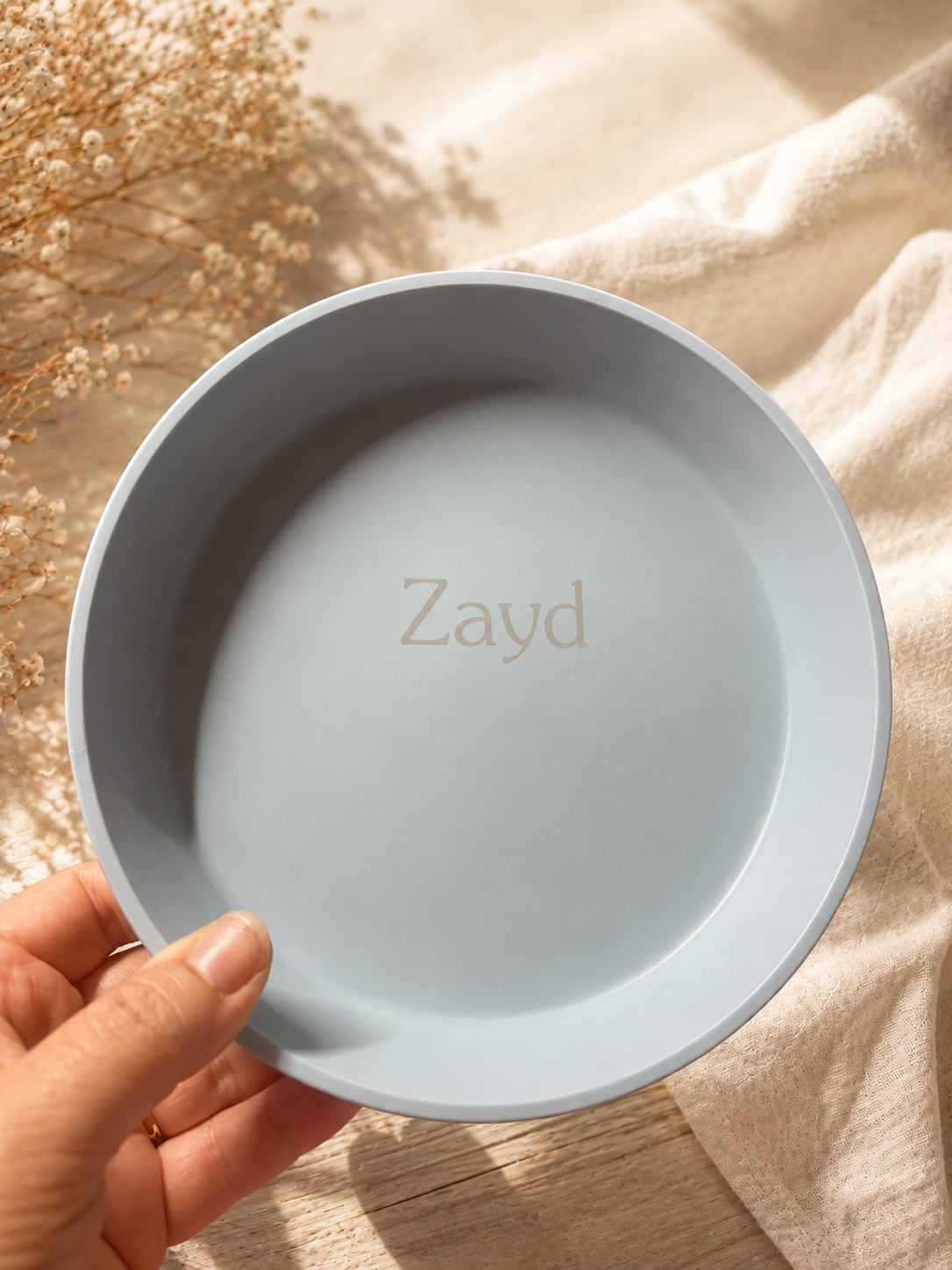 Assiette en silicone avec ventouse à graver