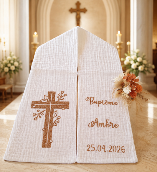 Écharpe baptême blanc personnalisé à vos goûts