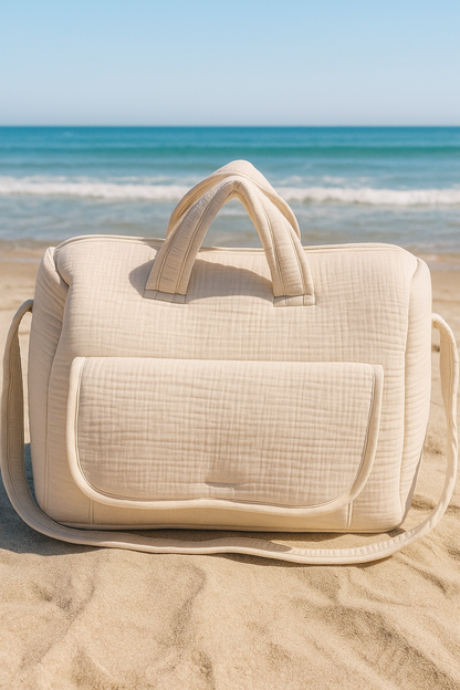 Sac à langer en gaz de coton couleur beige