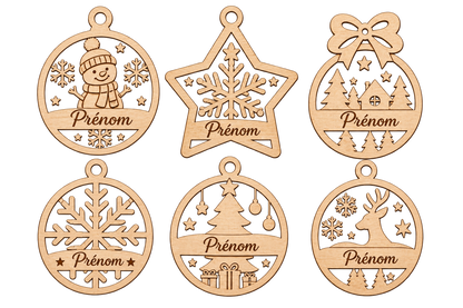 Boules de Noël / Décorations sapin Noël en bois