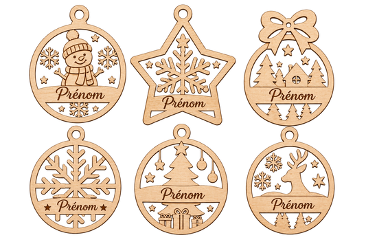 Boules de Noël / Décorations sapin Noël en bois