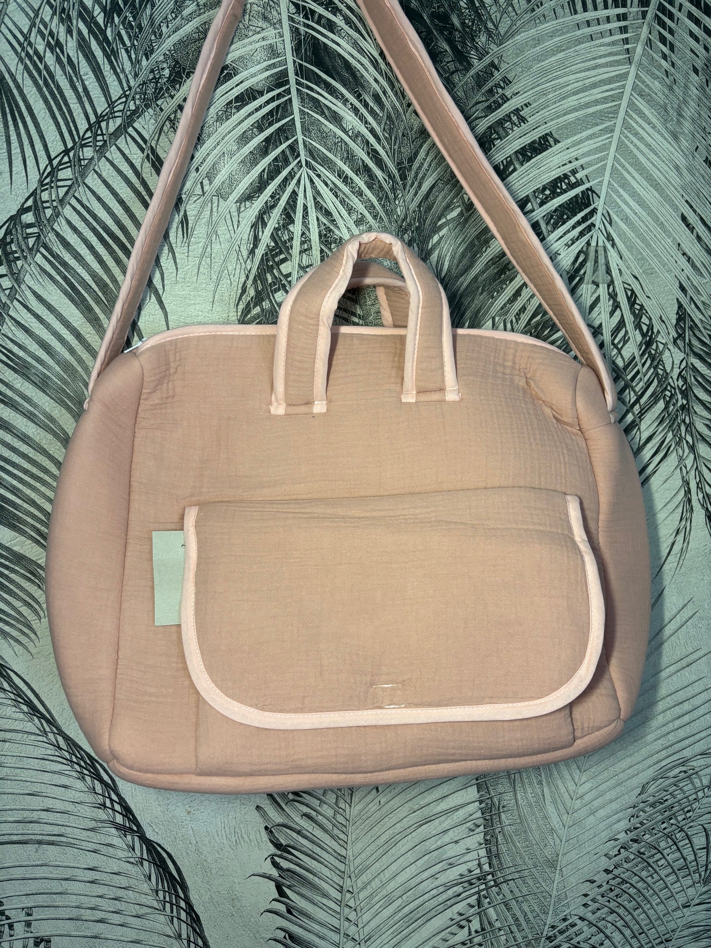 Sac à langer en gaz de coton couleur beige