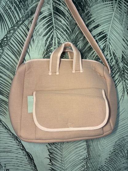 Sac à langer en gaz de coton couleur beige