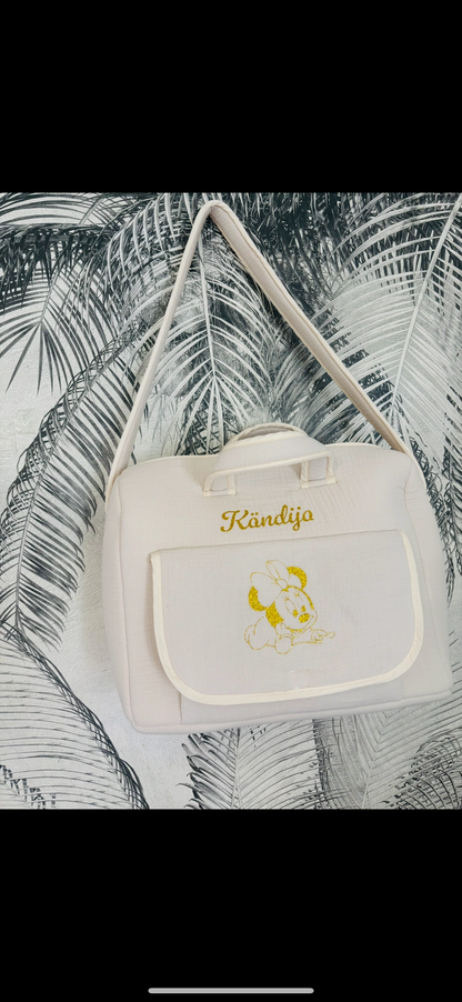 Sac à langer en gaz de coton couleur beige