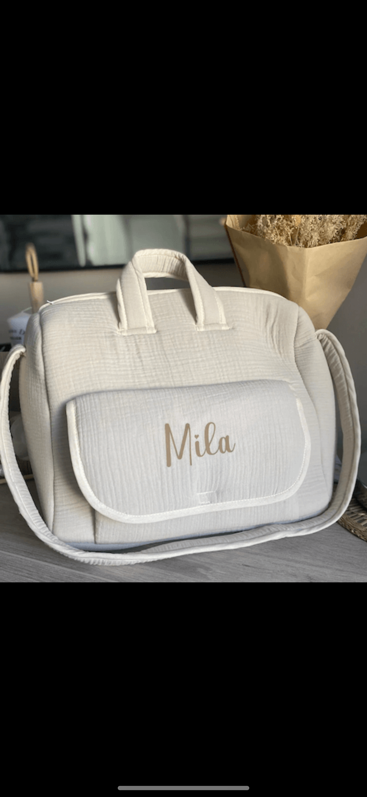 Sac à langer en gaz de coton couleur beige