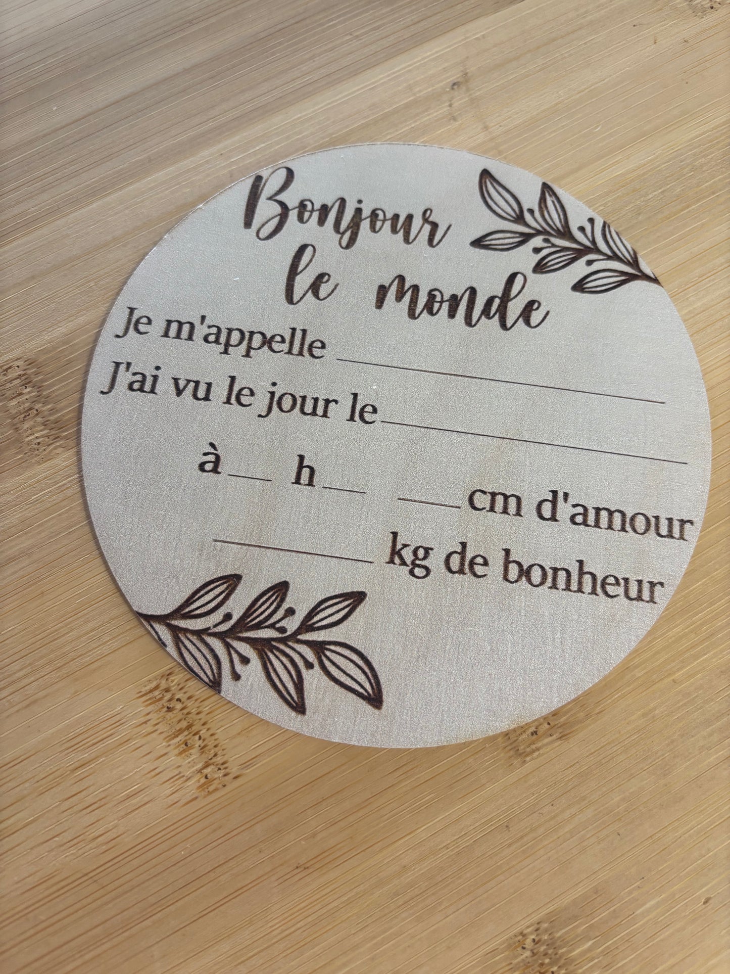 Carte en bois bienvenue