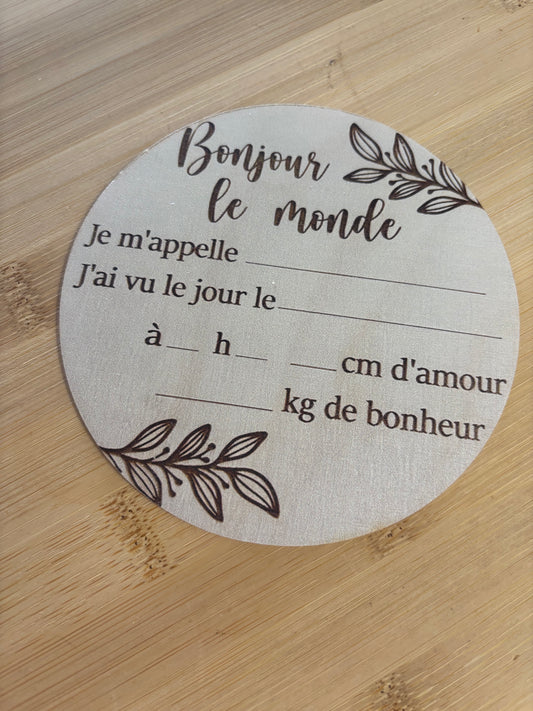 Carte en bois bienvenue