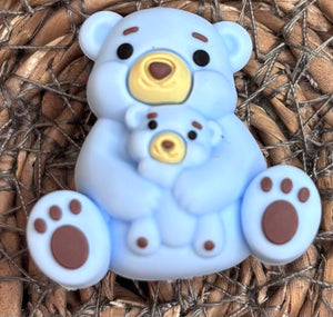 Ourson maman bébé bleu 